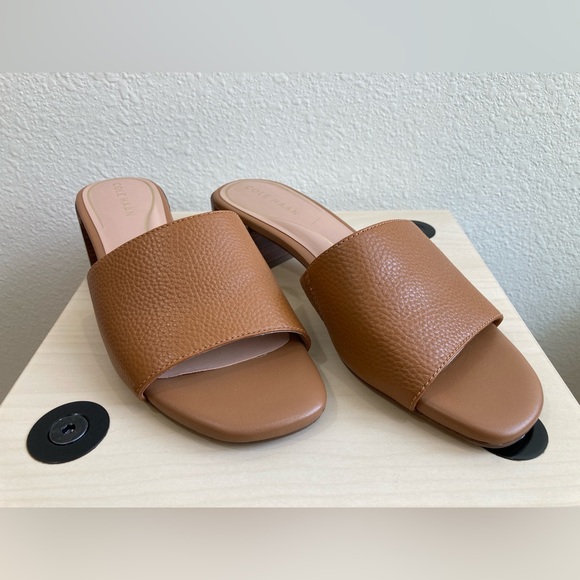 Cole Haan Shoes - Cole Haan Caramel Leather Calli Single-Band Slide Mule Sandals Size 8B